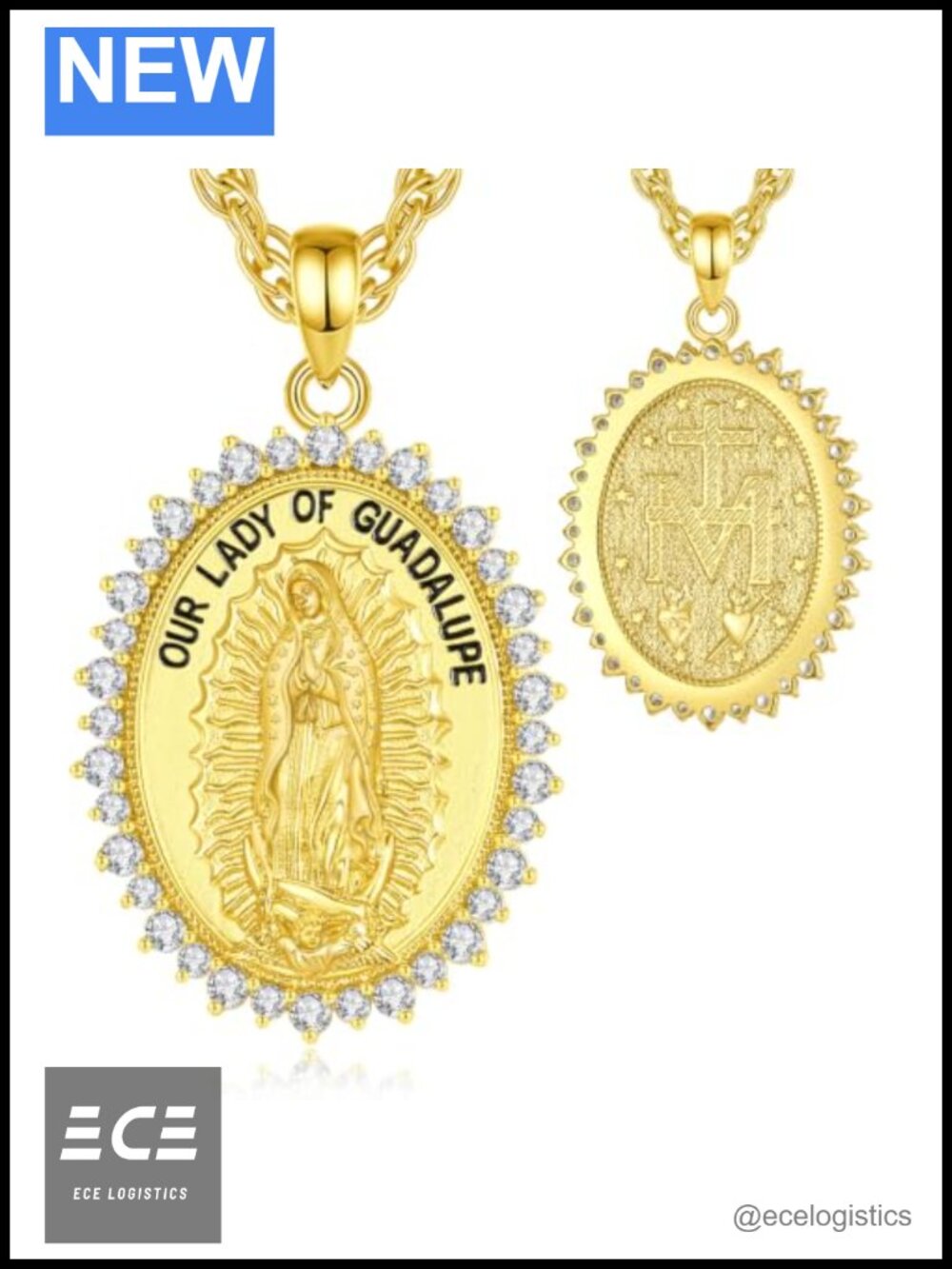 Our Lady of Guadalupe Gold Plated Necklace Catholic Virgin Mary Pendant
